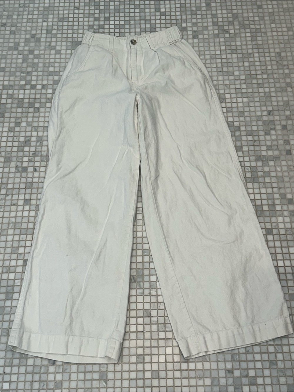 Madwell White Wide-Leg Linen Cotton Blend Pants